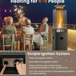Tangkula Outdoor Heater, 40,000 BTU Propane Patio Heater with Tempered Glass Tube
