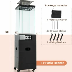 Tangkula Outdoor Heater, 40,000 BTU Propane Patio Heater with Tempered Glass Tube