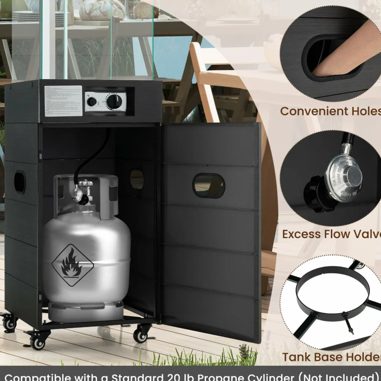 Tangkula Outdoor Heater, 40,000 BTU Propane Patio Heater with Tempered Glass Tube