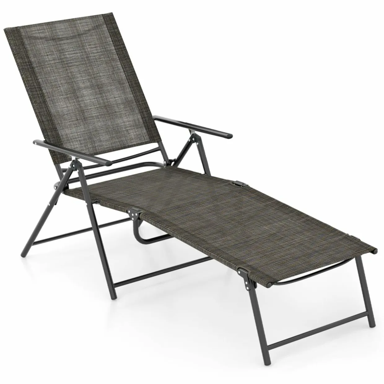 Tangkula Outdoor Lounge Chairs Set of 1/2, Patio Folding Chaise Recliner with 6-Level Backrest