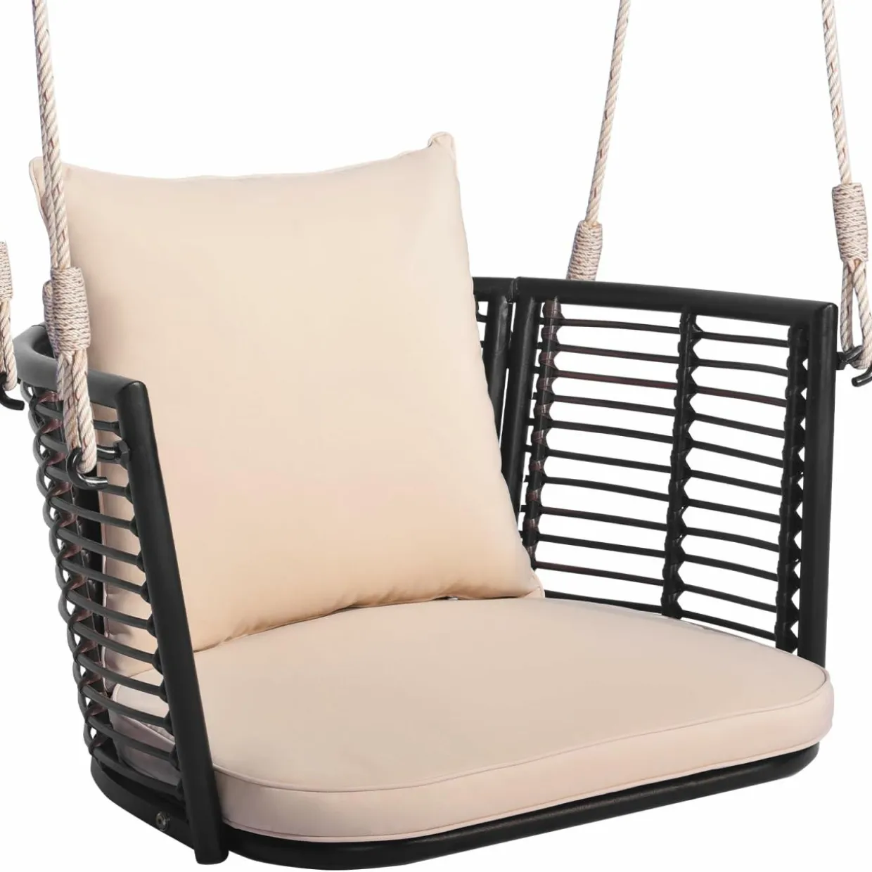 Tangkula Outdoor Metal Porch Swing, Single Person Hanging Seat, Heavy-Duty Swing Chair for Front Porch, Backyard