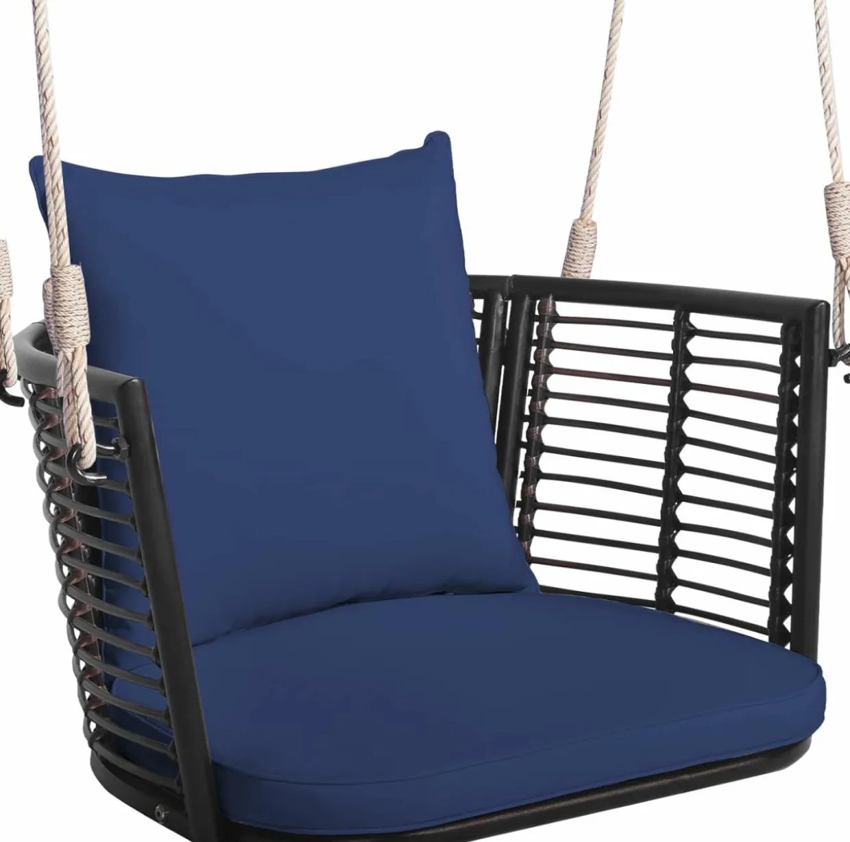 Tangkula Outdoor Metal Porch Swing, Single Person Hanging Seat, Heavy-Duty Swing Chair for Front Porch, Backyard