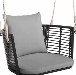 Tangkula Outdoor Metal Porch Swing, Single Person Hanging Seat, Heavy-Duty Swing Chair for Front Porch, Backyard