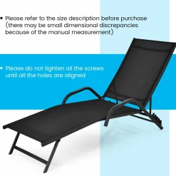 Tangkula Outdoor Patio Chaise Lounge Chairs, Reclining Lounge Chairs with 5-Position Adjustable Backrest & Breathable Fabric