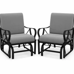 Tangkula Outdoor Patio Glider, Metal Framed Gliding Chair with Cushion