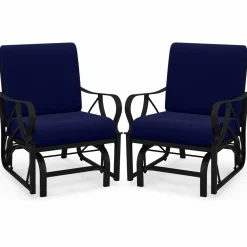 Tangkula Outdoor Patio Glider, Metal Framed Gliding Chair with Cushion