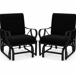 Tangkula Outdoor Patio Glider, Metal Framed Gliding Chair with Cushion