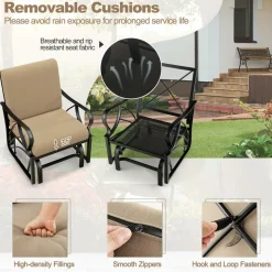 Tangkula Outdoor Patio Glider, Metal Framed Gliding Chair with Cushion
