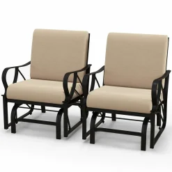Tangkula Outdoor Patio Glider, Metal Framed Gliding Chair with Cushion
