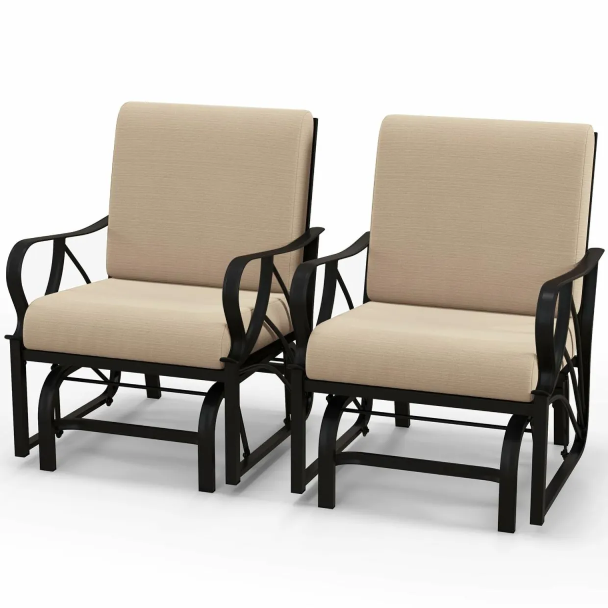 Tangkula Outdoor Patio Glider, Metal Framed Gliding Chair with Cushion