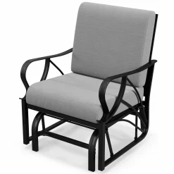 Tangkula Outdoor Patio Glider, Metal Framed Gliding Chair with Cushion