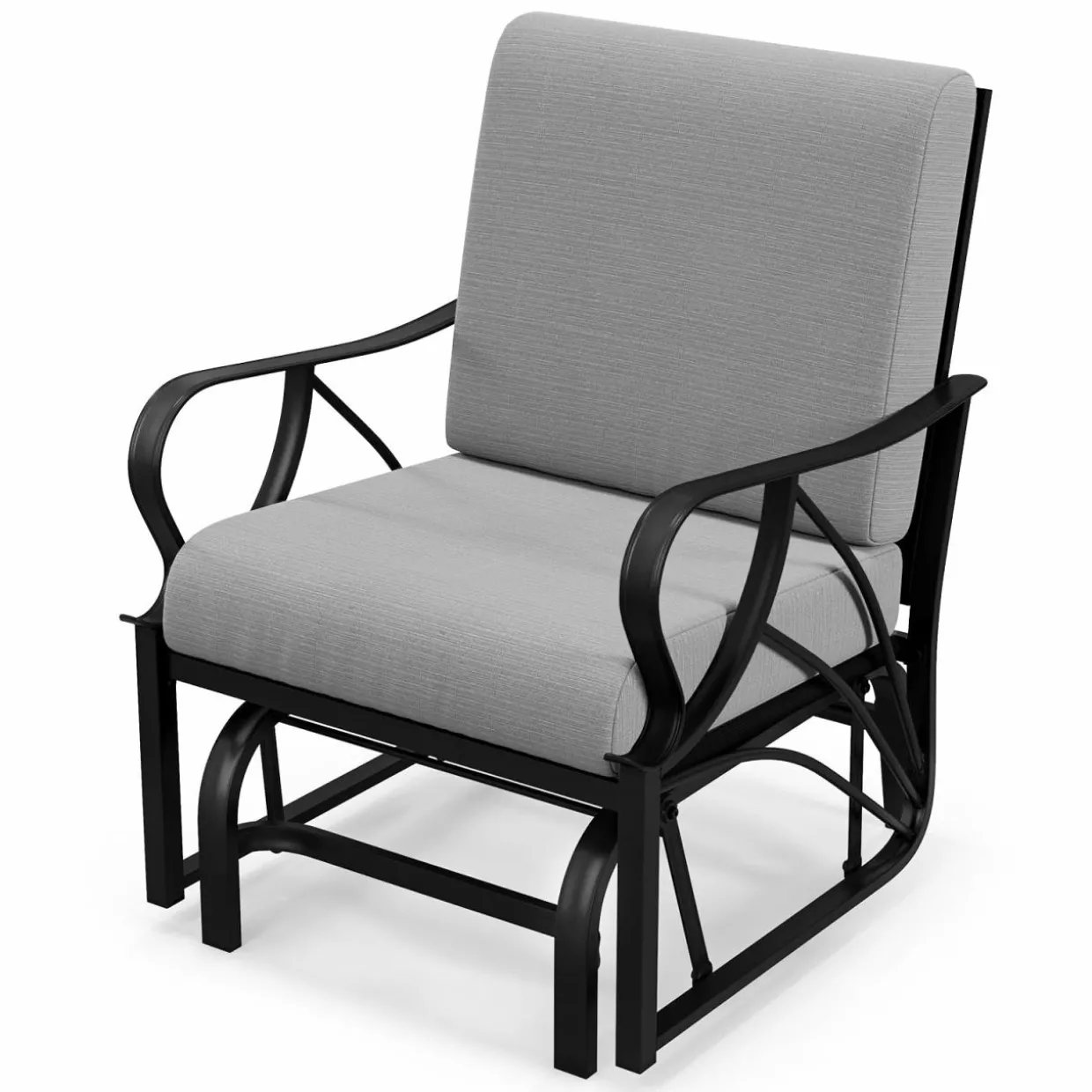Tangkula Outdoor Patio Glider, Metal Framed Gliding Chair with Cushion