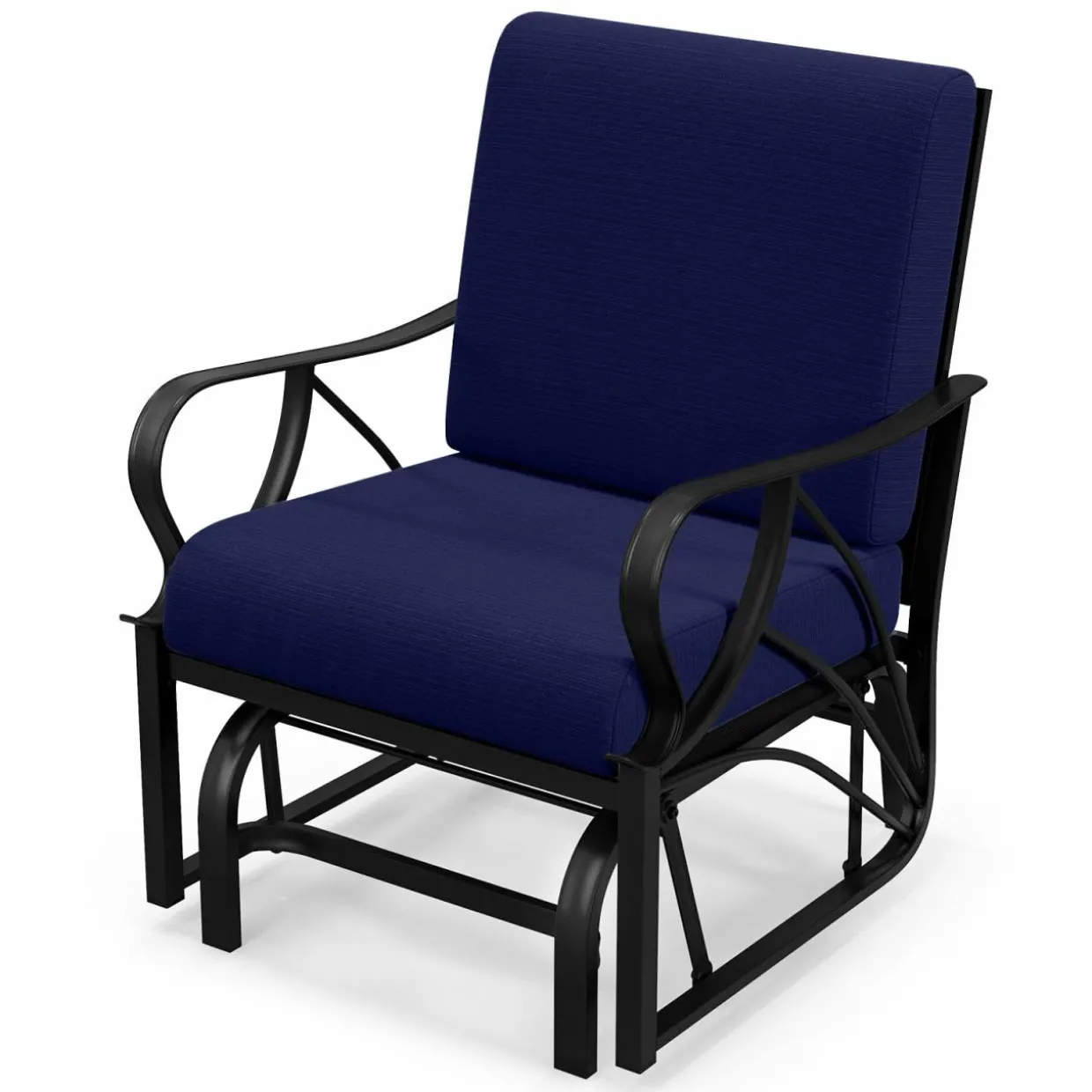 Tangkula Outdoor Patio Glider, Metal Framed Gliding Chair with Cushion