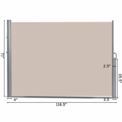 Tangkula Outdoor Patio Retractable Folding Side Screen Awning Waterproof Sun Shade Wind Screen Privacy Divider