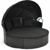 Tangkula Outdoor Patio Round Daybed with Retractable Canopy