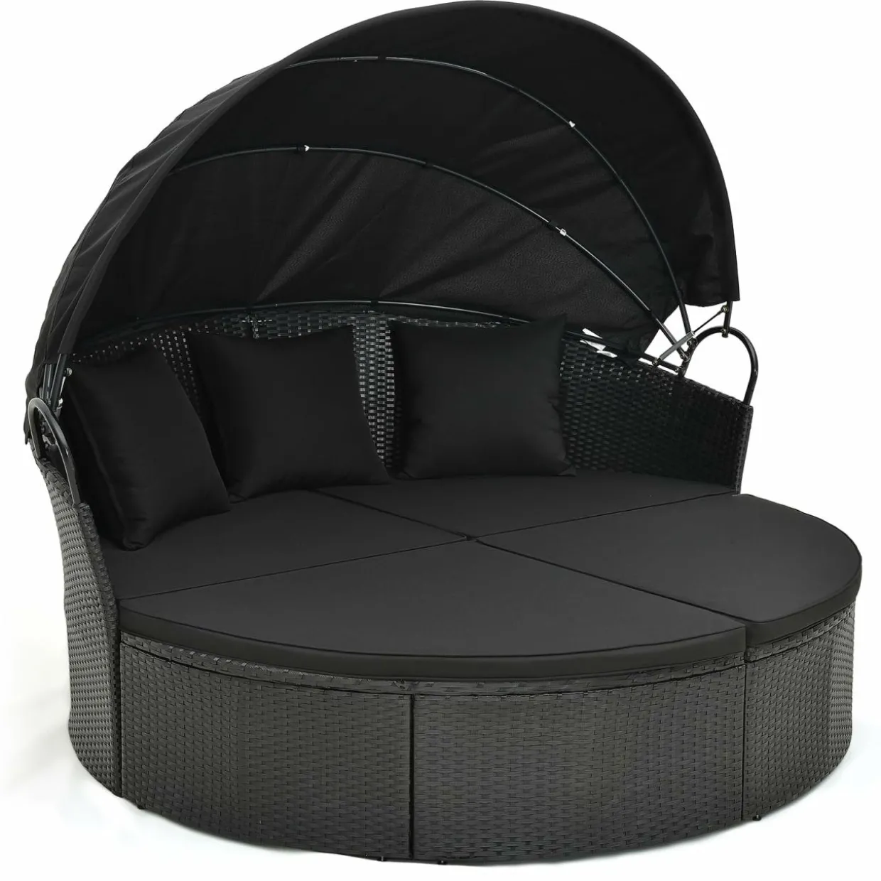 Tangkula Outdoor Patio Round Daybed with Retractable Canopy