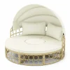 Tangkula Outdoor Patio Round Daybed with Retractable Canopy, Soft Cushions