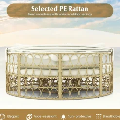 Tangkula Outdoor Patio Round Daybed with Retractable Canopy, Soft Cushions