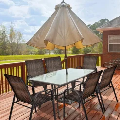 Tangkula Outdoor PE Wicker Stackable Chairs