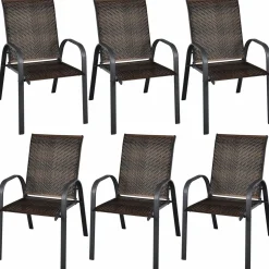 Tangkula Outdoor PE Wicker Stackable Chairs