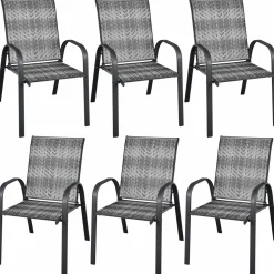Tangkula Outdoor PE Wicker Stackable Chairs