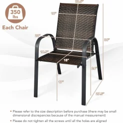 Tangkula Outdoor PE Wicker Stackable Chairs
