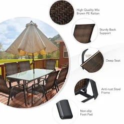 Tangkula Outdoor PE Wicker Stackable Chairs