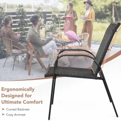 Tangkula Outdoor PE Wicker Stackable Chairs