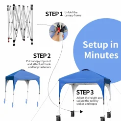 Tangkula Outdoor Pop-up Canopy Tent, Height Adjustable Commercial Instant Canopy