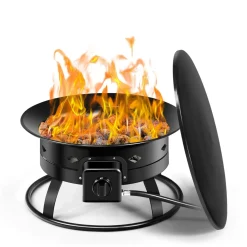 Tangkula Outdoor Portable Propane Gas Fire Pit, 58,000 BTU Gas Fire Pit with Cover, Carry Strap & Lava Rocks