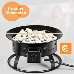 Tangkula Outdoor Portable Propane Gas Fire Pit, 58,000 BTU Gas Fire Pit with Cover, Carry Strap & Lava Rocks