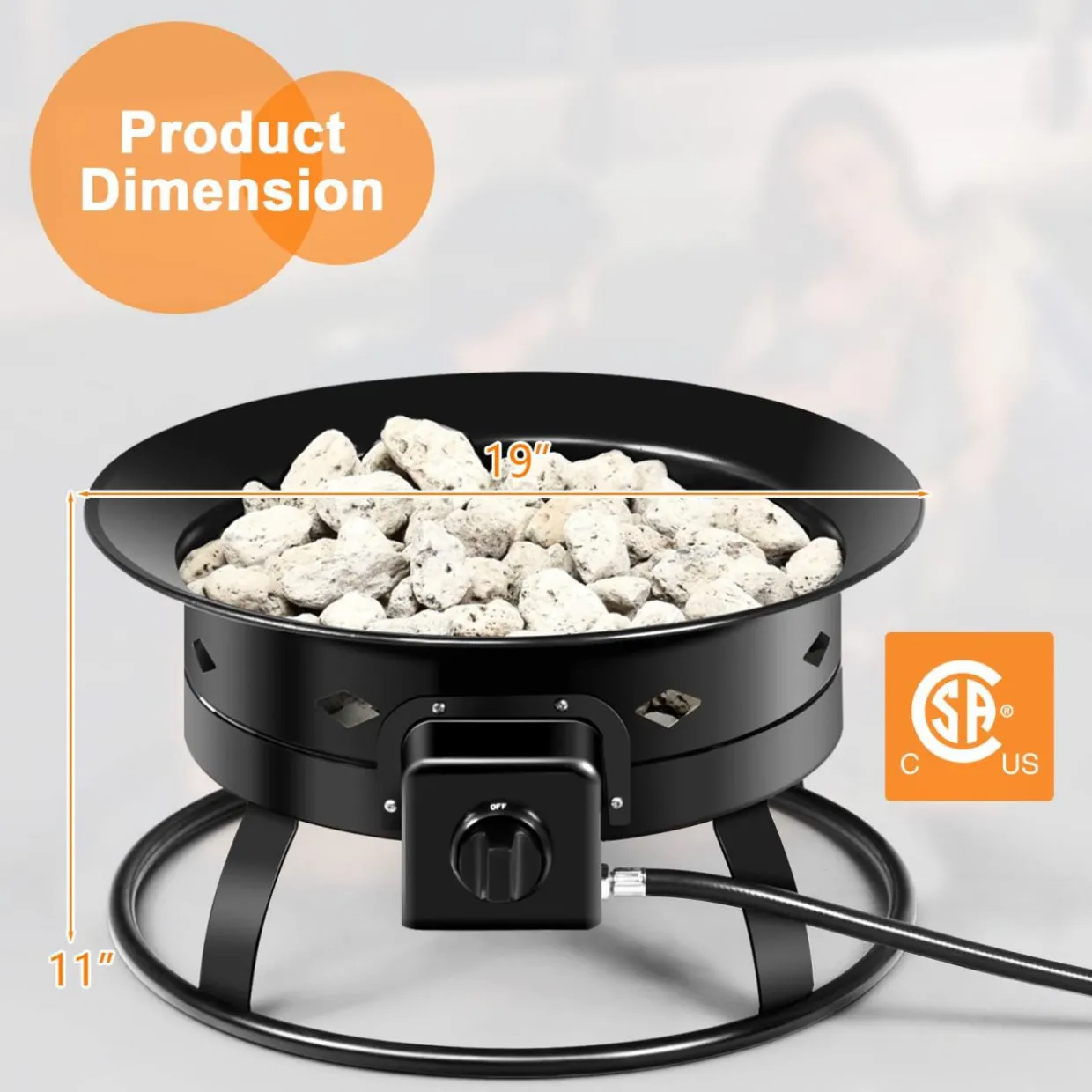 Tangkula Outdoor Portable Propane Gas Fire Pit, 58,000 BTU Gas Fire Pit with Cover, Carry Strap & Lava Rocks