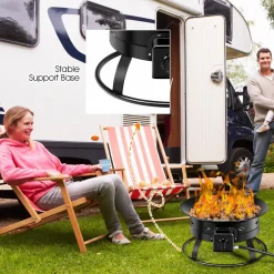Tangkula Outdoor Portable Propane Gas Fire Pit, 58,000 BTU Gas Fire Pit with Cover, Carry Strap & Lava Rocks