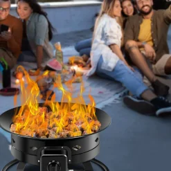 Tangkula Outdoor Portable Propane Gas Fire Pit, 58,000 BTU Gas Fire Pit with Cover, Carry Strap & Lava Rocks