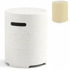 Tangkula Outdoor Propane Tank Cover Table, Patiojoy Wicker Hideaway Table for Gas Fire Pits