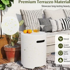 Tangkula Outdoor Propane Tank Cover Table, Patiojoy Wicker Hideaway Table for Gas Fire Pits