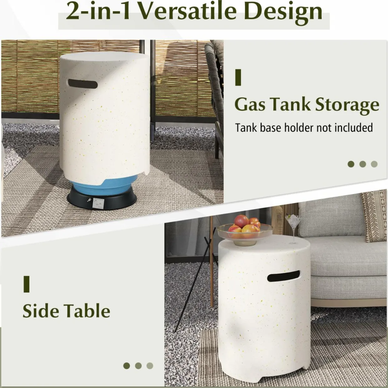 Tangkula Outdoor Propane Tank Cover Table, Patiojoy Wicker Hideaway Table for Gas Fire Pits