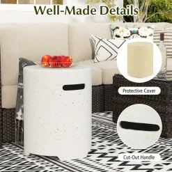 Tangkula Outdoor Propane Tank Cover Table, Patiojoy Wicker Hideaway Table for Gas Fire Pits