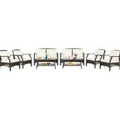 Tangkula Outdoor Rattan Furniture Set, Patiojoy Outdoor Wicker Sofa Set