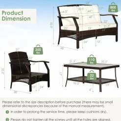 Tangkula Outdoor Rattan Furniture Set, Patiojoy Outdoor Wicker Sofa Set