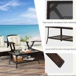 Tangkula Outdoor Rattan Furniture Set, Patiojoy Outdoor Wicker Sofa Set