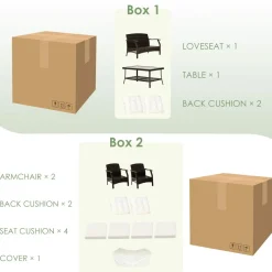 Tangkula Outdoor Rattan Furniture Set, Patiojoy Outdoor Wicker Sofa Set