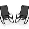 Tangkula Outdoor Rocking Chairs Set of 2/4, Patio Sling Fabric Rockers with Ergonomic Backrest & Seat