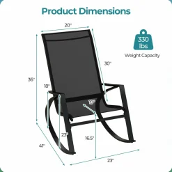 Tangkula Outdoor Rocking Chairs Set of 2/4, Patio Sling Fabric Rockers with Ergonomic Backrest & Seat