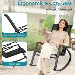 Tangkula Outdoor Rocking Chairs Set of 2/4, Patio Sling Fabric Rockers with Ergonomic Backrest & Seat