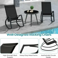 Tangkula Outdoor Rocking Chairs Set of 2/4, Patio Sling Fabric Rockers with Ergonomic Backrest & Seat