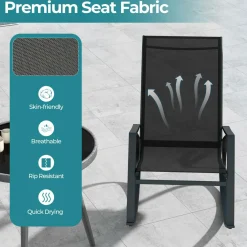 Tangkula Outdoor Rocking Chairs Set of 2/4, Patio Sling Fabric Rockers with Ergonomic Backrest & Seat