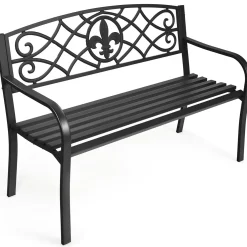 Tangkula Outdoor Steel Garden Bench Park Bench