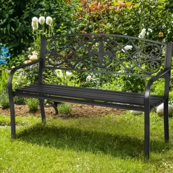 Tangkula Outdoor Steel Garden Bench Park Bench