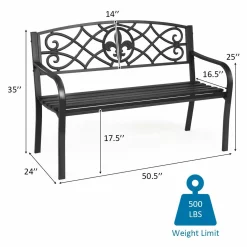 Tangkula Outdoor Steel Garden Bench Park Bench